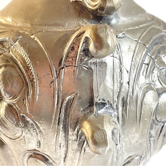 Vintage Spelter French Style Urn/Ewer with Porcelain Floral Medallion - Picture 10 of 14